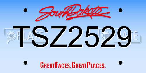 TSZ2529 South Dakota License Plate