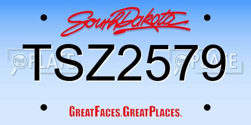TSZ2579 South Dakota License Plate