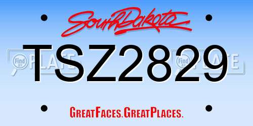 TSZ2829 South Dakota License Plate