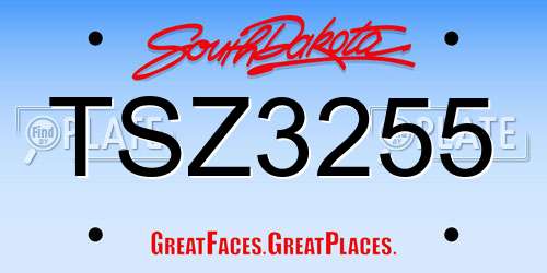 TSZ3255 South Dakota License Plate