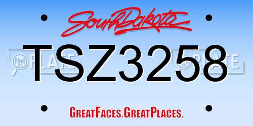 TSZ3258 South Dakota License Plate