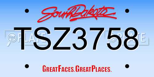 TSZ3758 South Dakota License Plate