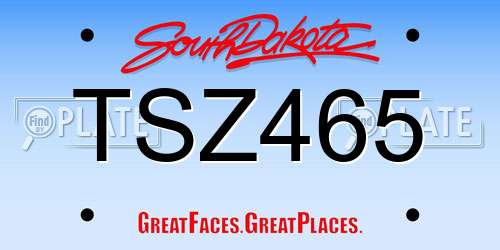 TSZ465 South Dakota License Plate