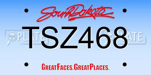 TSZ468 South Dakota License Plate