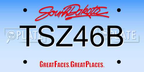 TSZ46B South Dakota License Plate