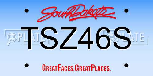 TSZ46S South Dakota License Plate