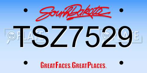 TSZ7529 South Dakota License Plate