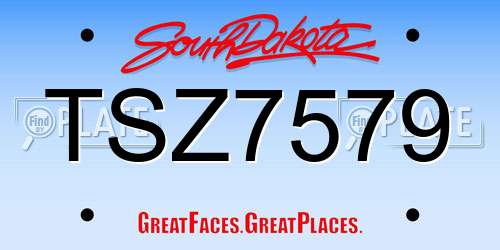 TSZ7579 South Dakota License Plate