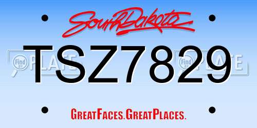 TSZ7829 South Dakota License Plate
