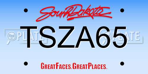 TSZA65 South Dakota License Plate