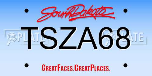 TSZA68 South Dakota License Plate