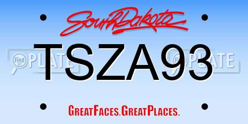 TSZA93 South Dakota License Plate