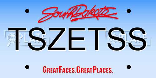 TSZETSS South Dakota License Plate