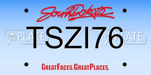 TSZI76 South Dakota License Plate