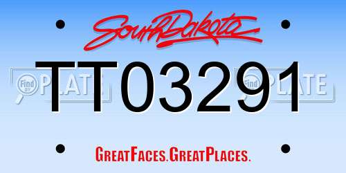 TT03291 South Dakota License Plate
