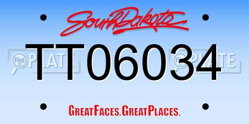 TT06034 South Dakota License Plate