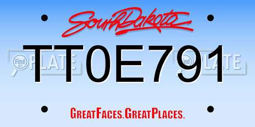 TT0E791 South Dakota License Plate