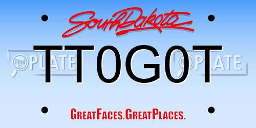 TT0G0T South Dakota License Plate