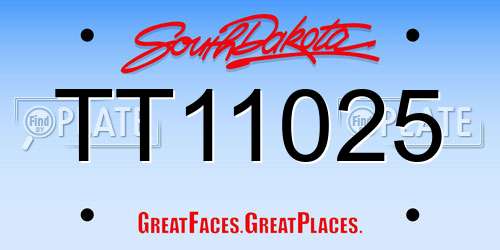 TT11025 South Dakota License Plate