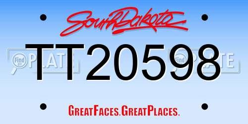 TT20598 South Dakota License Plate