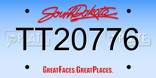 TT20776 South Dakota License Plate