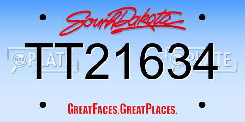 TT21634 South Dakota License Plate