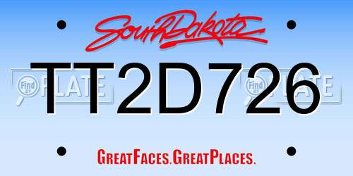 TT2D726 South Dakota License Plate