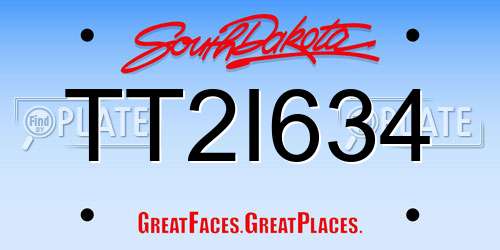 TT2I634 South Dakota License Plate