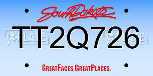 TT2Q726 South Dakota License Plate