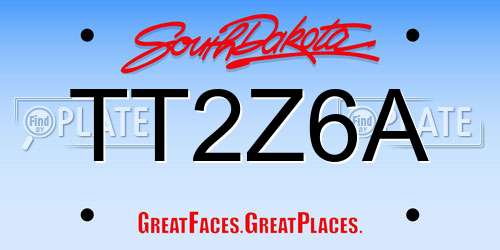 TT2Z6A South Dakota License Plate