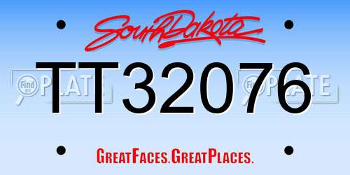TT32076 South Dakota License Plate