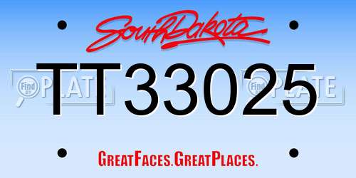 TT33025 South Dakota License Plate