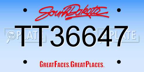 TT36647 South Dakota License Plate