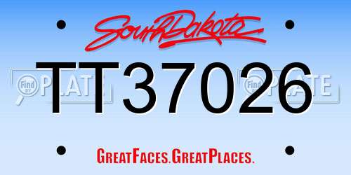 TT37026 South Dakota License Plate