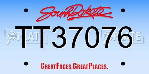 TT37076 South Dakota License Plate