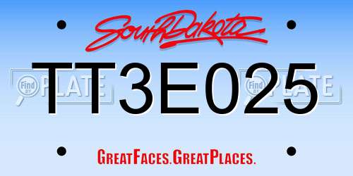 TT3E025 South Dakota License Plate