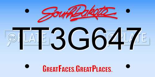TT3G647 South Dakota License Plate