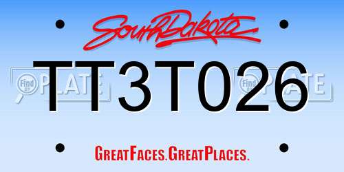 TT3T026 South Dakota License Plate