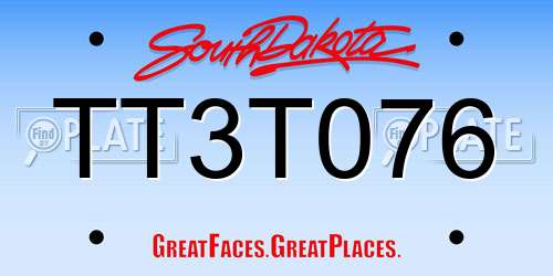 TT3T076 South Dakota License Plate