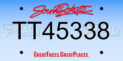TT45338 South Dakota License Plate