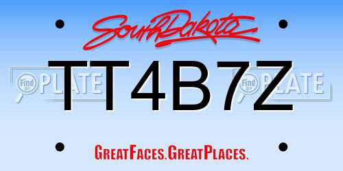 TT4B7Z South Dakota License Plate