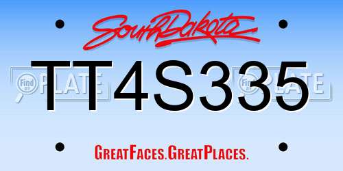 TT4S335 South Dakota License Plate