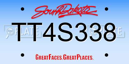 TT4S338 South Dakota License Plate