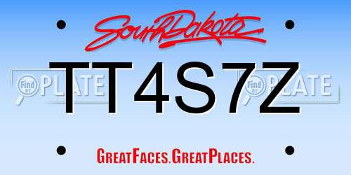 TT4S7Z South Dakota License Plate