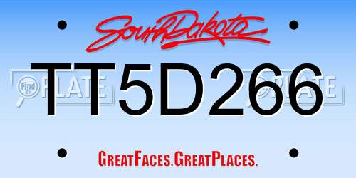 TT5D266 South Dakota License Plate