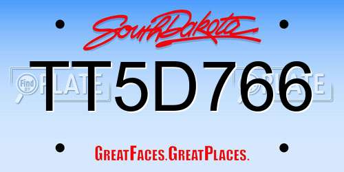 TT5D766 South Dakota License Plate