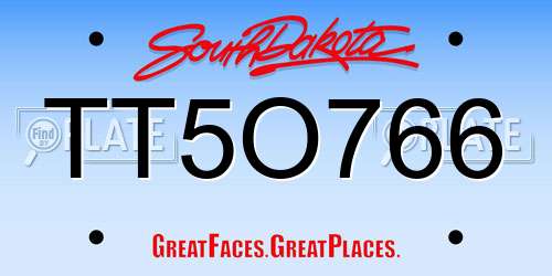 TT5O766 South Dakota License Plate