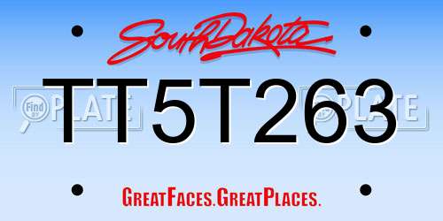 TT5T263 South Dakota License Plate