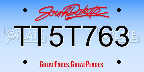 TT5T763 South Dakota License Plate