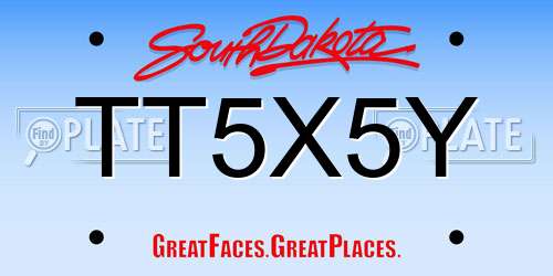 TT5X5Y South Dakota License Plate